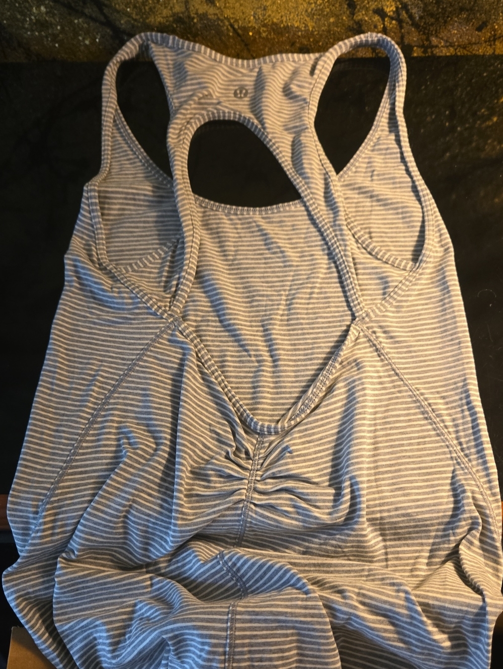 Lululemon Striped Racerback Tank Top Maxi Dress in Light Gray and White